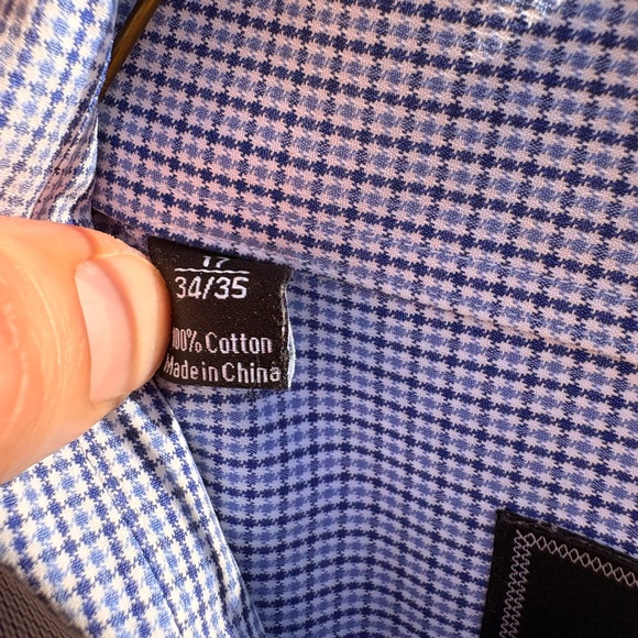 David Donahue | Blue Checkered Dress Shirt | Neck 17 / 34–35 - Picture 5 of 5